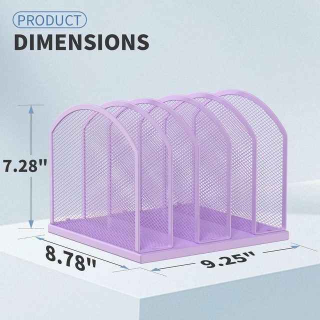 Alt view image 2 of 7 - 5-Section Vertical Desktop Organizer, 6-Section Mesh File Folder Stand Sorter for Office Home Classroom Organization
