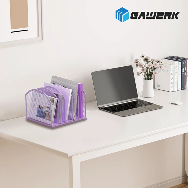Alt view image 7 of 7 - 5-Section Vertical Desktop Organizer, 6-Section Mesh File Folder Stand Sorter for Office Home Classroom Organization