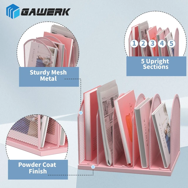 Alt view image 3 of 7 - 5-Section Vertical Desktop Organizer, 6-Section Mesh File Folder Stand Sorter for Office Home Classroom Organization