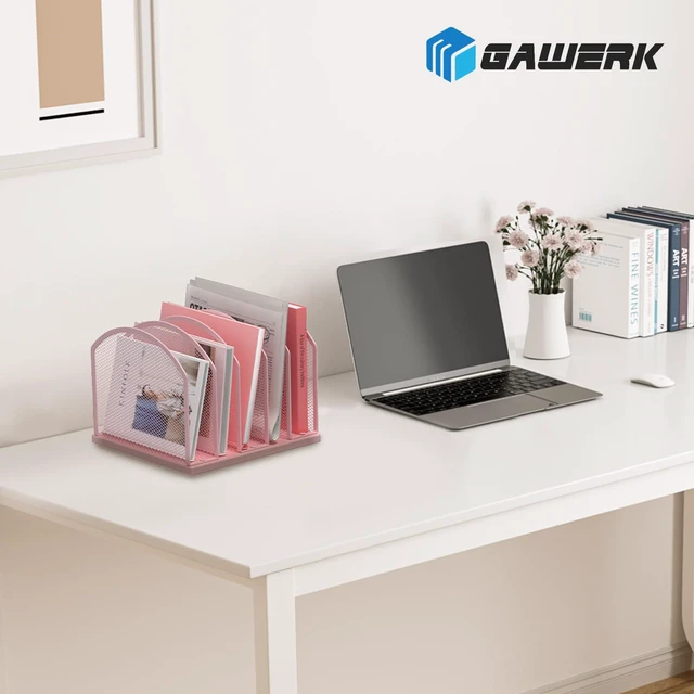 Alt view image 7 of 7 - 5-Section Vertical Desktop Organizer, 6-Section Mesh File Folder Stand Sorter for Office Home Classroom Organization