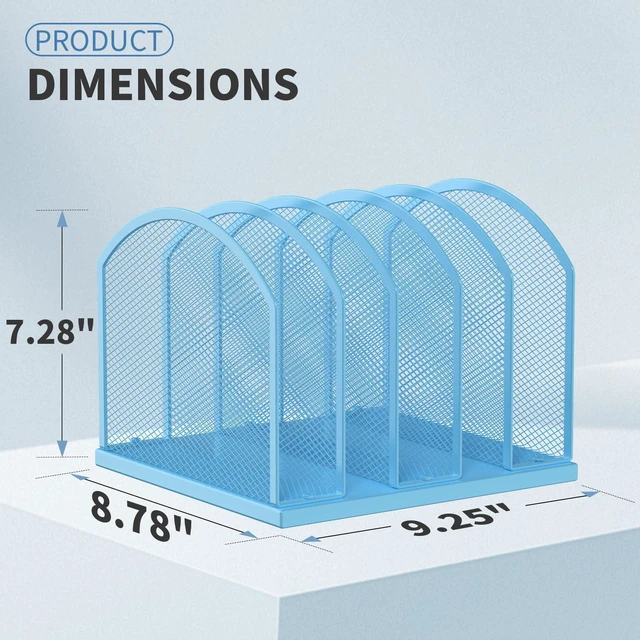 Alt view image 2 of 7 - 5-Section Vertical Desktop Organizer, 5-Section Mesh File Folder Stand Sorter for Office Home Classroom Organization