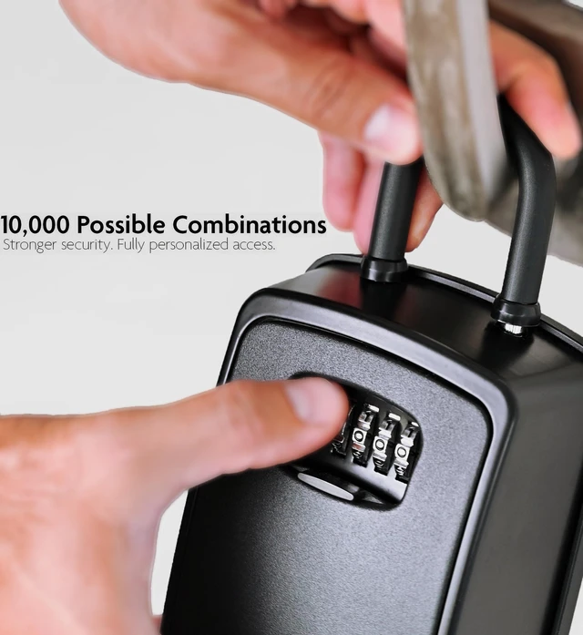 Alt view image 4 of 7 - ® XXL Portable Key Lock Box, U-Shackle 4-Digit Code (XXL, Black) Holds 20-30 keys plus fobs, cards & remotes; unique built-in tray; weather resistant; wall-mount hardware included