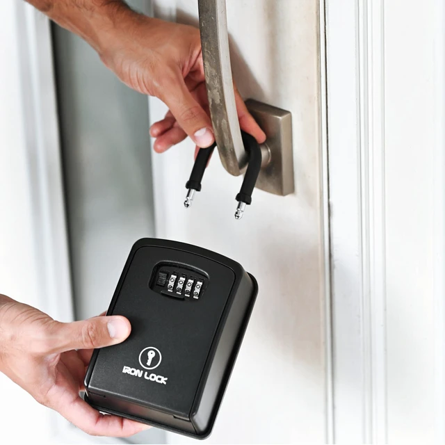 Alt view image 6 of 7 - ® XXL Portable Key Lock Box, U-Shackle 4-Digit Code (XXL, Black) Holds 20-30 keys plus fobs, cards & remotes; unique built-in tray; weather resistant; wall-mount hardware included