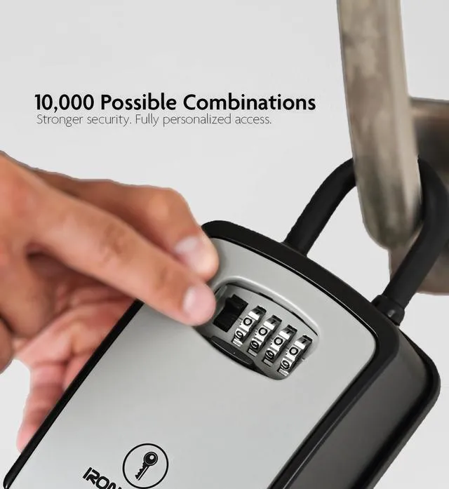 Alt view image 4 of 7 - ® XXL Portable Key Lock Box, U-Shackle 4-Digit Code (XXL, Grey) Holds 20-30 keys plus fobs, cards & remotes; unique built-in tray; weather resistant; wall-mount hardware included