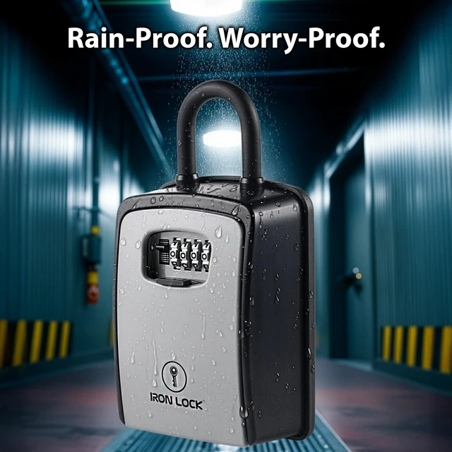 Alt view image 5 of 7 - ® XXL Portable Key Lock Box, U-Shackle 4-Digit Code (XXL, Grey) Holds 20-30 keys plus fobs, cards & remotes; unique built-in tray; weather resistant; wall-mount hardware included
