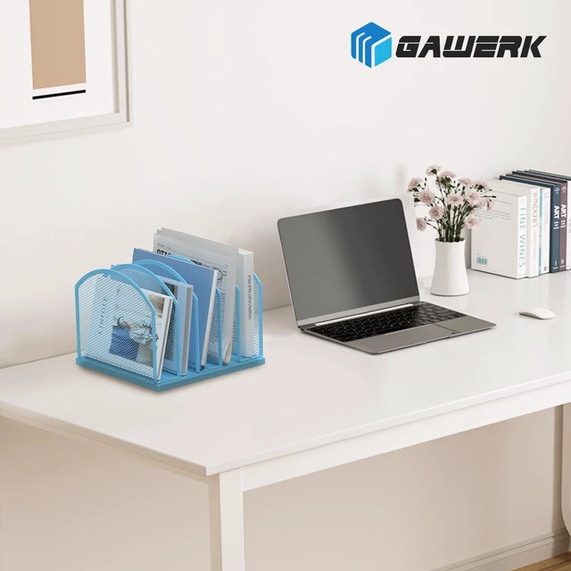 Alt view image 7 of 7 - 5-Section Vertical Desktop Organizer, 5-Section Mesh File Folder Stand Sorter for Office Home Classroom Organization
