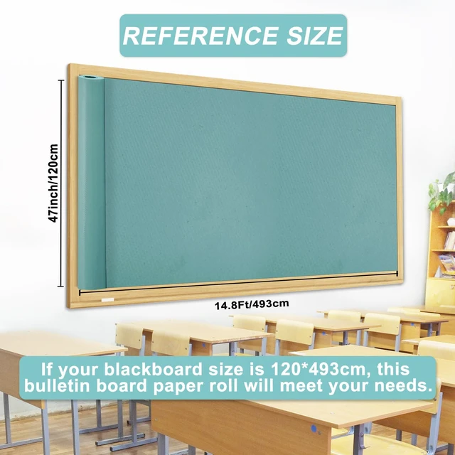Alt view image 2 of 7 - Blue Bulletin Board Paper Roll,14.8FTx47IN Large Reusable Waterproof Erasable Classroom Wall Background Backdrop, Fade-Resistant Fabric Wrapping Paper School Decors Teacher Supplies