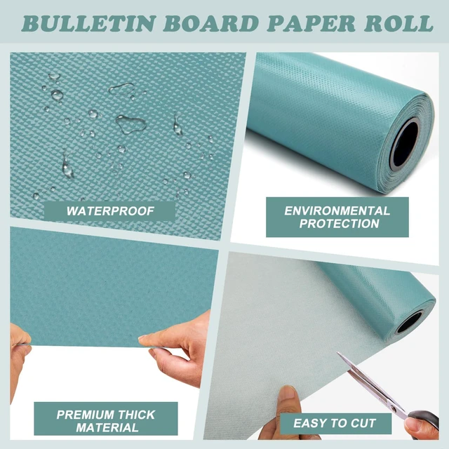 Alt view image 3 of 7 - Blue Bulletin Board Paper Roll,14.8FTx47IN Large Reusable Waterproof Erasable Classroom Wall Background Backdrop, Fade-Resistant Fabric Wrapping Paper School Decors Teacher Supplies