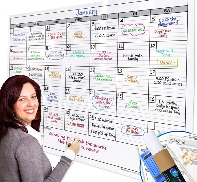 Main image of Large Dry Erase Calendar for Wall, 38x50 Extra Large Huge Erasable One Month Laminated Blank Whiteboard,Oversized Giant 30-Day White Board Poster for Office Family