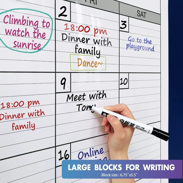 Alt view image 4 of 7 - Large Dry Erase Calendar for Wall, 38x50 Extra Large Huge Erasable One Month Laminated Blank Whiteboard,Oversized Giant 30-Day White Board Poster for Office Family