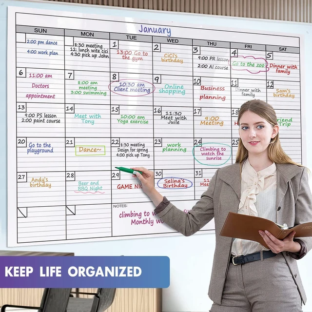 Alt view image 7 of 7 - Large Dry Erase Calendar for Wall, 38x50 Extra Large Huge Erasable One Month Laminated Blank Whiteboard,Oversized Giant 30-Day White Board Poster for Office Family
