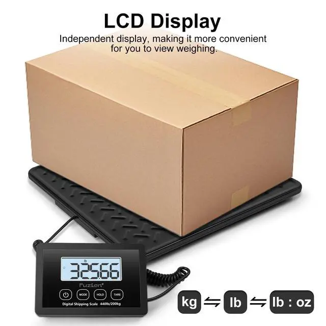 Alt view image 4 of 7 - Shipping Scale, 440LB x 10g High Accuracy Digital Postal Scale Durable Alloy Steel Platform, Heavy Duty Scale for Packages, Luggage, Large Floor Scale Battery and AC Adapter Included