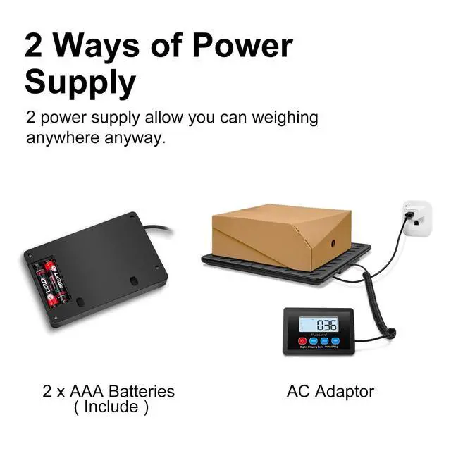 Alt view image 5 of 7 - Shipping Scale, 440LB x 10g High Accuracy Digital Postal Scale Durable Alloy Steel Platform, Heavy Duty Scale for Packages, Luggage, Large Floor Scale Battery and AC Adapter Included