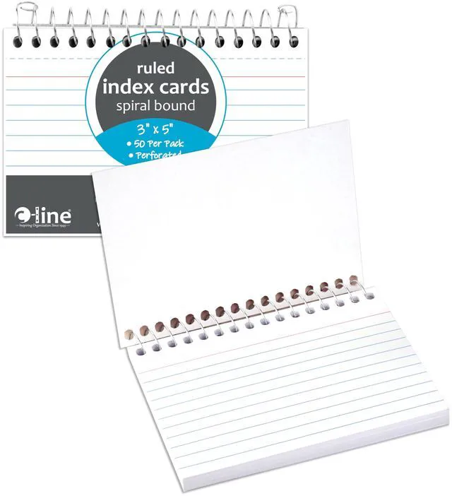 Alt view image 3 of 6 - 3 x 5 Spiral Bound Index Card Notebook, Ruled, 50/PK (48809) (Pack of 4)
