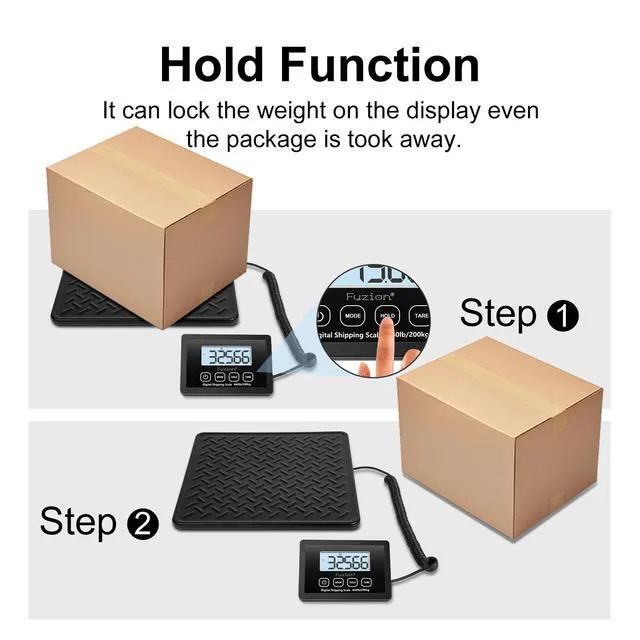 Alt view image 6 of 7 - Shipping Scale, 440LB x 10g High Accuracy Digital Postal Scale Durable Alloy Steel Platform, Heavy Duty Scale for Packages, Luggage, Large Floor Scale Battery and AC Adapter Included