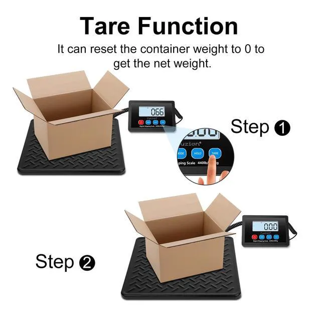 Alt view image 7 of 7 - Shipping Scale, 440LB x 10g High Accuracy Digital Postal Scale Durable Alloy Steel Platform, Heavy Duty Scale for Packages, Luggage, Large Floor Scale Battery and AC Adapter Included