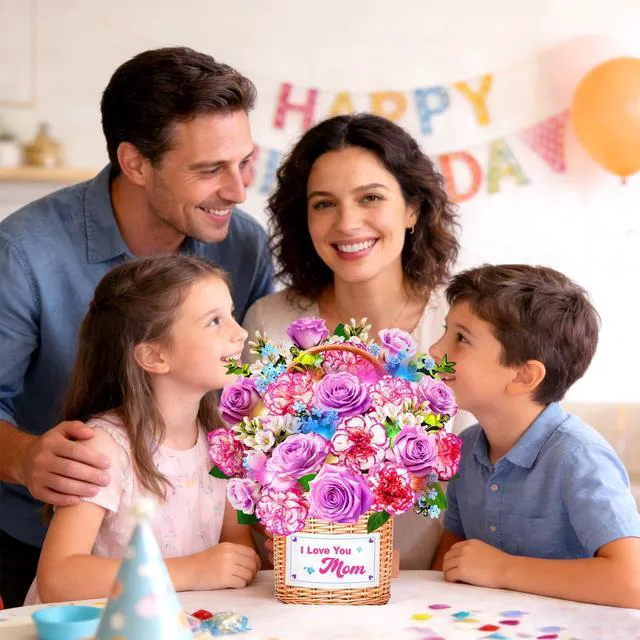 Alt view image 3 of 7 - Birthday Card For Women With Music Light, Pop Up Carnation Bouquet 10 Inch Life Size, Play Music, Lights Dance, 3D Paper Forever Flower, Musical Birthday Cards/Gift For Mother,Mom,Wife,Grandma