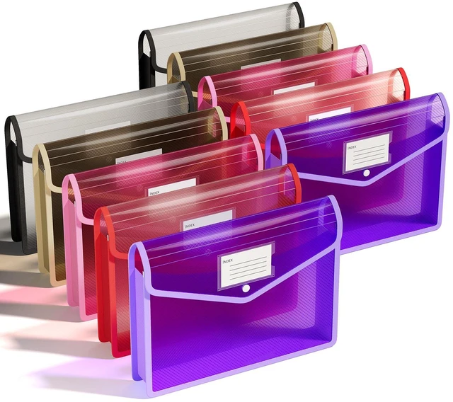 Main image of Plastic Expanding File Folder, Transparent envelopes with Snap No Dividers,Large Capacity,Document Organizer for Receipts, Bills&Taxes,Letter/A4 Size for School/Office/Home-10 Pack
