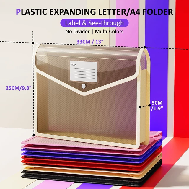 Alt view image 2 of 7 - Plastic Expanding File Folder, Transparent envelopes with Snap No Dividers,Large Capacity,Document Organizer for Receipts, Bills&Taxes,Letter/A4 Size for School/Office/Home-10 Pack
