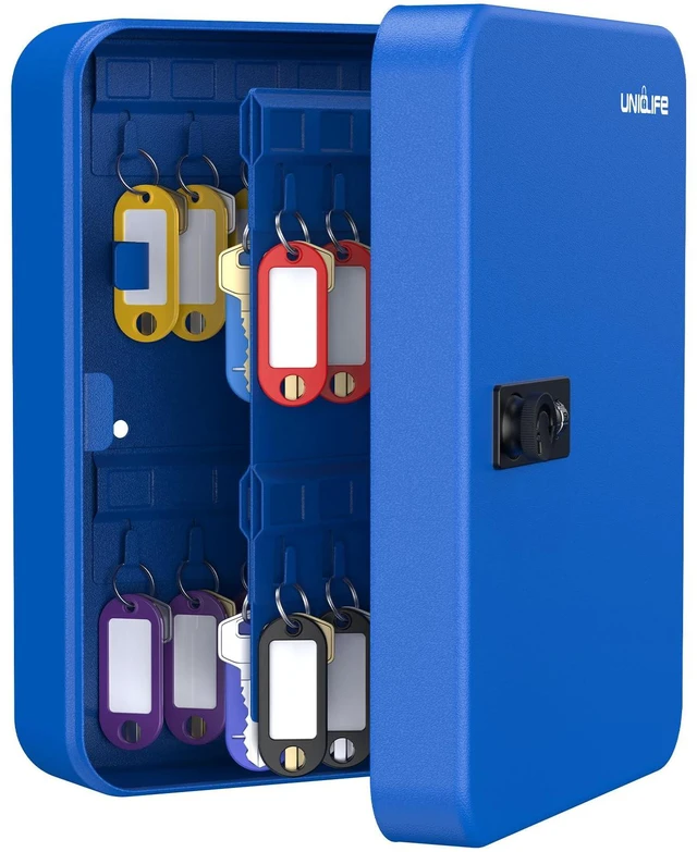 Main image of 48 Keys Lock Box for Keys with Code, Wall Mount Key Lock Box with Code, Lockbox for Keys, Key Lockbox with Tags, Key Cabinet, Key Storage Box for Home Office & Company, Blue