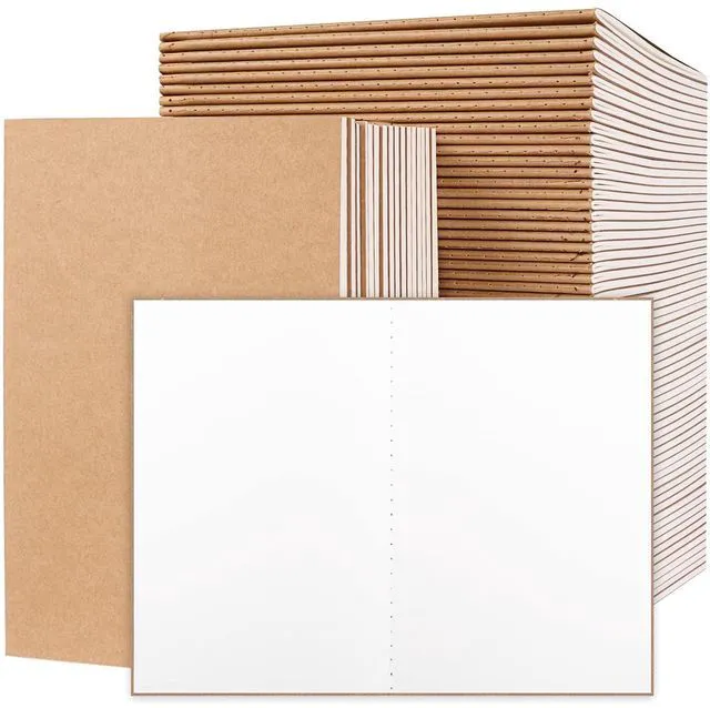 Main image of 80pcs Kraft Notebooks for Kids, Blank Journals Bulk, Sketch Books, 60 Pages Composition Notebook, 80gsm, 8.3x5.5 Inches, Travel Journal Set, for Travelers, Students and Office Supplies