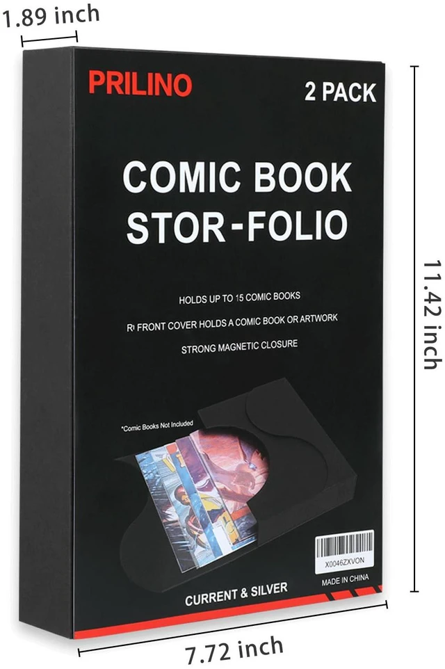 Alt view image 2 of 7 - 2-Pack Black Comic Book Stor-Folio - Storage Box for Current and Silver Age Comics, Portable Folio With Strong Magnetic Closure, Ideal for Conventions
