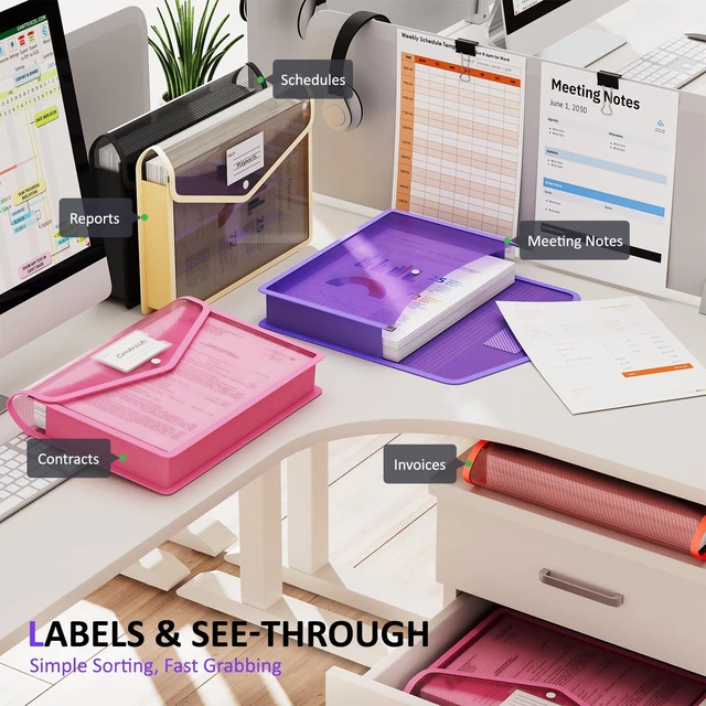 Alt view image 4 of 7 - Plastic Expanding File Folder, Transparent envelopes with Snap No Dividers,Large Capacity,Document Organizer for Receipts, Bills&Taxes,Letter/A4 Size for School/Office/Home-10 Pack