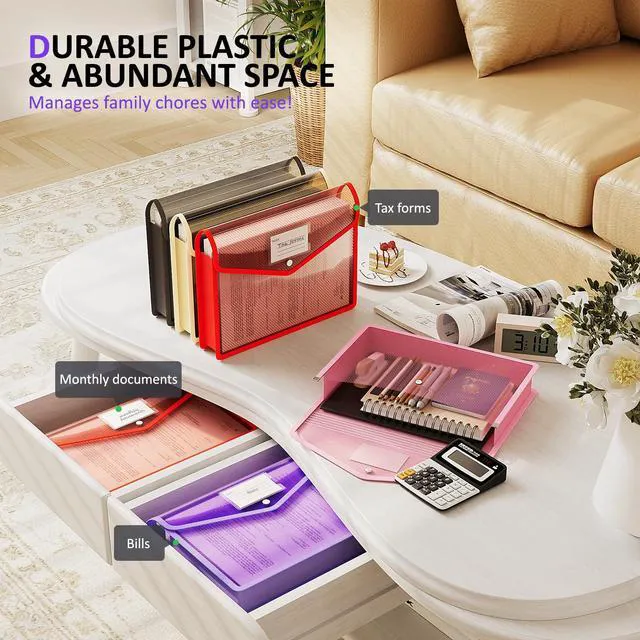 Alt view image 5 of 7 - Plastic Expanding File Folder, Transparent envelopes with Snap No Dividers,Large Capacity,Document Organizer for Receipts, Bills&Taxes,Letter/A4 Size for School/Office/Home-10 Pack