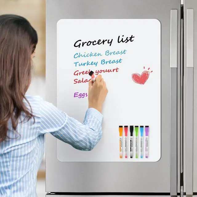 Alt view image 6 of 7 - Magnetic Dry Erase Board for Fridge, 20 x 13 Inch, Markers Included Strong Magnetic Backing, Stain Resistant Surface, Easy to Write and Erase, Ideal for To-do Lists, Includes 6 Markers 1 Erase