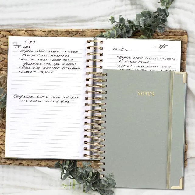 Alt view image 2 of 7 - Aesthetic Thick Spiral Notebook Journal For Women in B5 - Linen Hardcover Stylish College Ruled Note Book with 300 Lined Pages - Cute Supplies for Bible Study and Staying Organized at Work or School