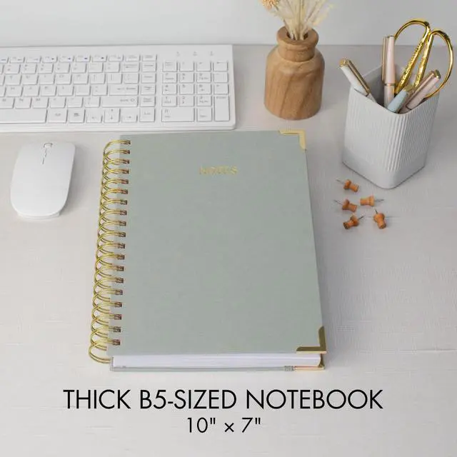Alt view image 4 of 7 - Aesthetic Thick Spiral Notebook Journal For Women in B5 - Linen Hardcover Stylish College Ruled Note Book with 300 Lined Pages - Cute Supplies for Bible Study and Staying Organized at Work or School