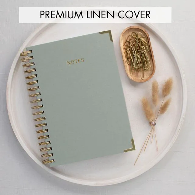 Alt view image 5 of 7 - Aesthetic Thick Spiral Notebook Journal For Women in B5 - Linen Hardcover Stylish College Ruled Note Book with 300 Lined Pages - Cute Supplies for Bible Study and Staying Organized at Work or School