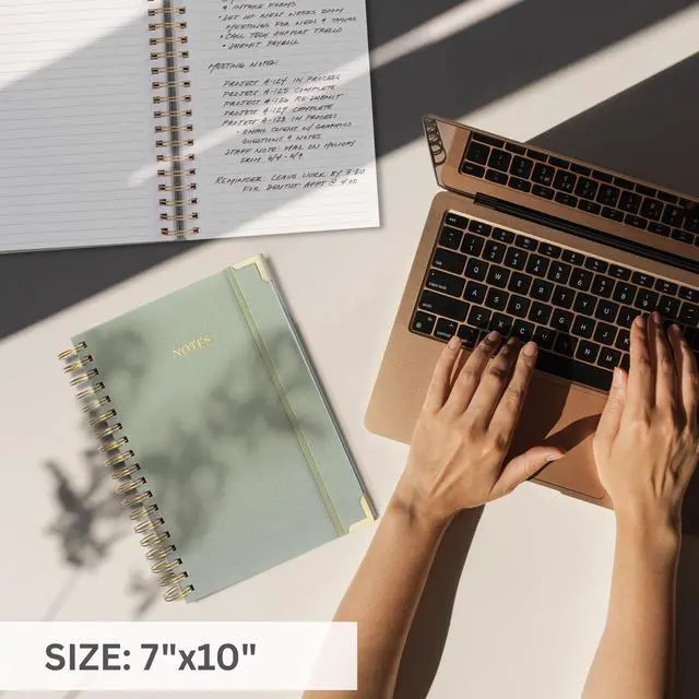 Alt view image 6 of 7 - Aesthetic Thick Spiral Notebook Journal For Women in B5 - Linen Hardcover Stylish College Ruled Note Book with 300 Lined Pages - Cute Supplies for Bible Study and Staying Organized at Work or School