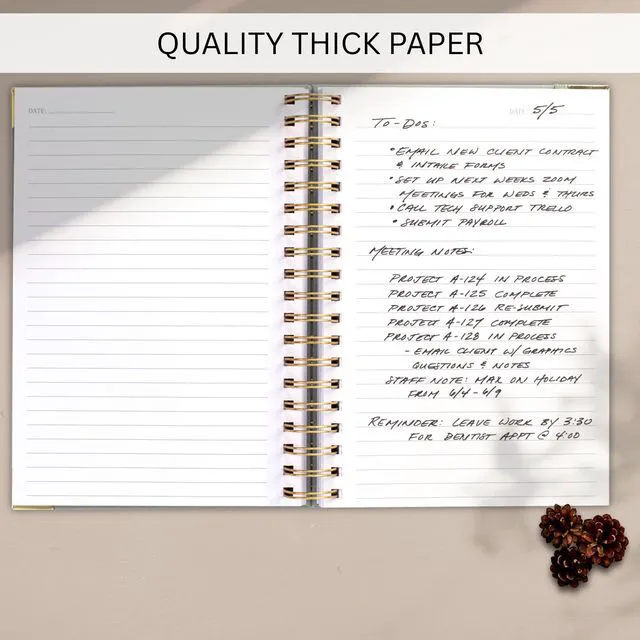 Alt view image 7 of 7 - Aesthetic Thick Spiral Notebook Journal For Women in B5 - Linen Hardcover Stylish College Ruled Note Book with 300 Lined Pages - Cute Supplies for Bible Study and Staying Organized at Work or School