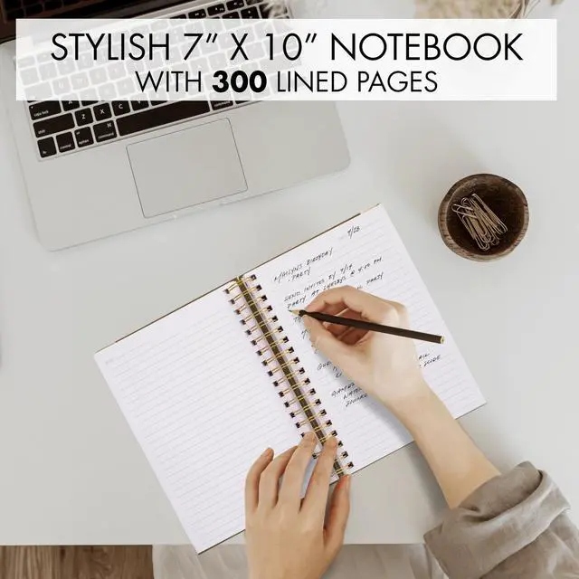Alt view image 3 of 7 - Aesthetic Thick Spiral Notebook Journal For Women in B5 - Linen Hardcover Stylish College Ruled Note Book with 300 Lined Pages - Cute Supplies for Bible Study and Staying Organized at Work or School