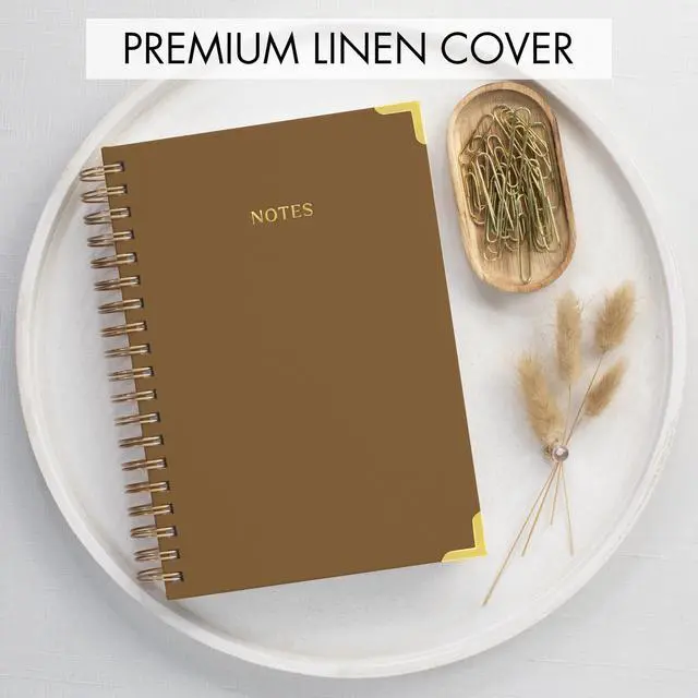 Alt view image 5 of 7 - Aesthetic Thick Spiral Notebook Journal For Women in B5 - Linen Hardcover Stylish College Ruled Note Book with 300 Lined Pages - Cute Supplies for Bible Study and Staying Organized at Work or School