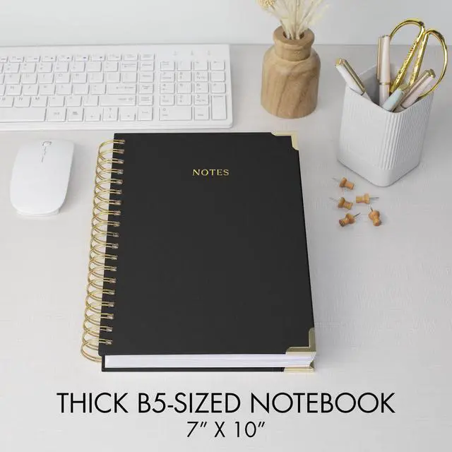 Alt view image 4 of 7 - Aesthetic Thick Spiral Notebook Journal For Women in B5 - Linen Hardcover Stylish College Ruled Note Book with 300 Lined Pages - Cute Supplies for Bible Study and Staying Organized at Work or School