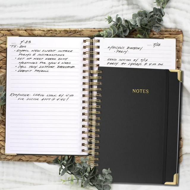 Alt view image 2 of 7 - Aesthetic Thick Spiral Notebook Journal For Women in B5 - Linen Hardcover Stylish College Ruled Note Book with 300 Lined Pages - Cute Supplies for Bible Study and Staying Organized at Work or School