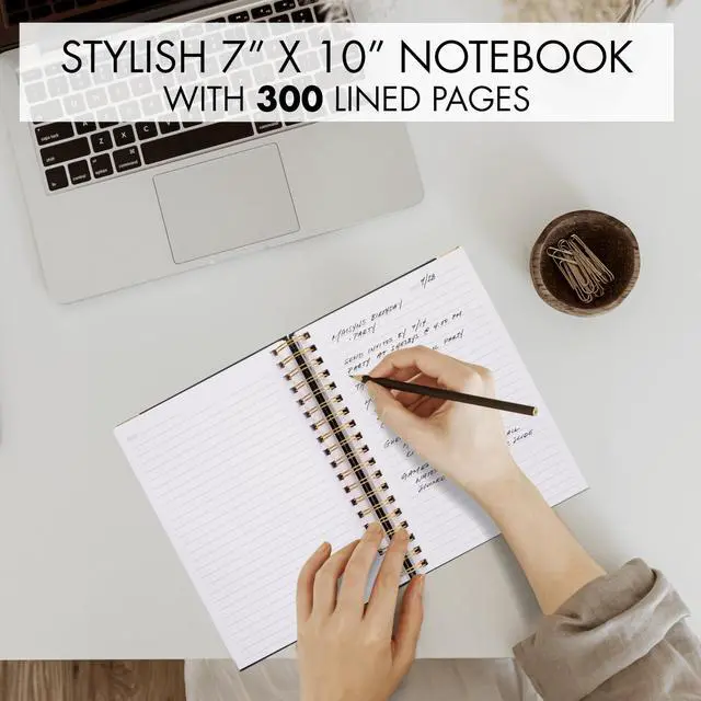 Alt view image 3 of 7 - Aesthetic Thick Spiral Notebook Journal For Women in B5 - Linen Hardcover Stylish College Ruled Note Book with 300 Lined Pages - Cute Supplies for Bible Study and Staying Organized at Work or School