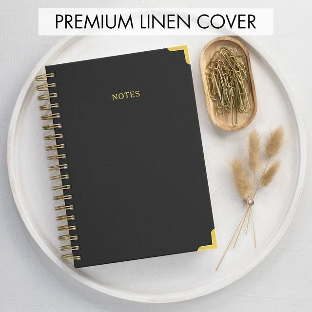 Alt view image 5 of 7 - Aesthetic Thick Spiral Notebook Journal For Women in B5 - Linen Hardcover Stylish College Ruled Note Book with 300 Lined Pages - Cute Supplies for Bible Study and Staying Organized at Work or School