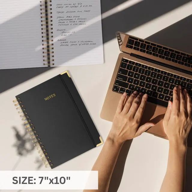 Alt view image 6 of 7 - Aesthetic Thick Spiral Notebook Journal For Women in B5 - Linen Hardcover Stylish College Ruled Note Book with 300 Lined Pages - Cute Supplies for Bible Study and Staying Organized at Work or School