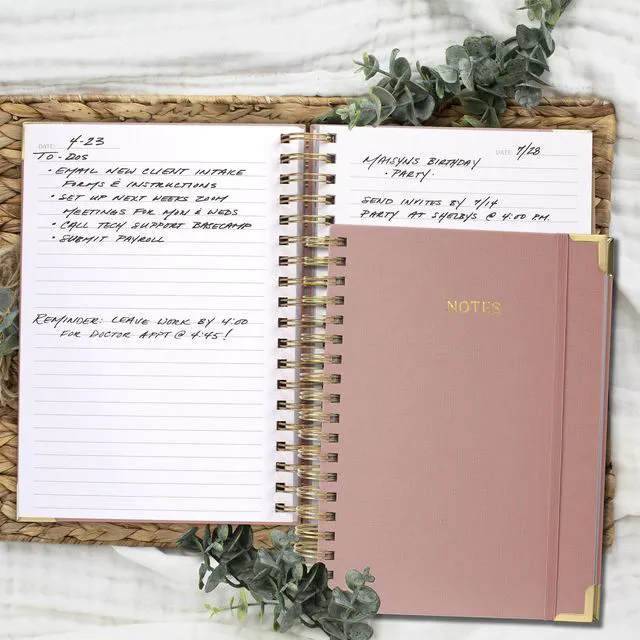 Alt view image 2 of 7 - Aesthetic Thick Spiral Notebook Journal For Women in B5 - Linen Hardcover Stylish College Ruled Note Book with 300 Lined Pages - Cute Supplies for Bible Study and Staying Organized at Work or School