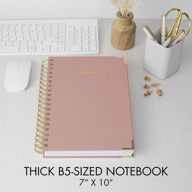 Alt view image 4 of 7 - Aesthetic Thick Spiral Notebook Journal For Women in B5 - Linen Hardcover Stylish College Ruled Note Book with 300 Lined Pages - Cute Supplies for Bible Study and Staying Organized at Work or School