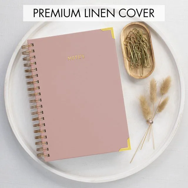 Alt view image 5 of 7 - Aesthetic Thick Spiral Notebook Journal For Women in B5 - Linen Hardcover Stylish College Ruled Note Book with 300 Lined Pages - Cute Supplies for Bible Study and Staying Organized at Work or School