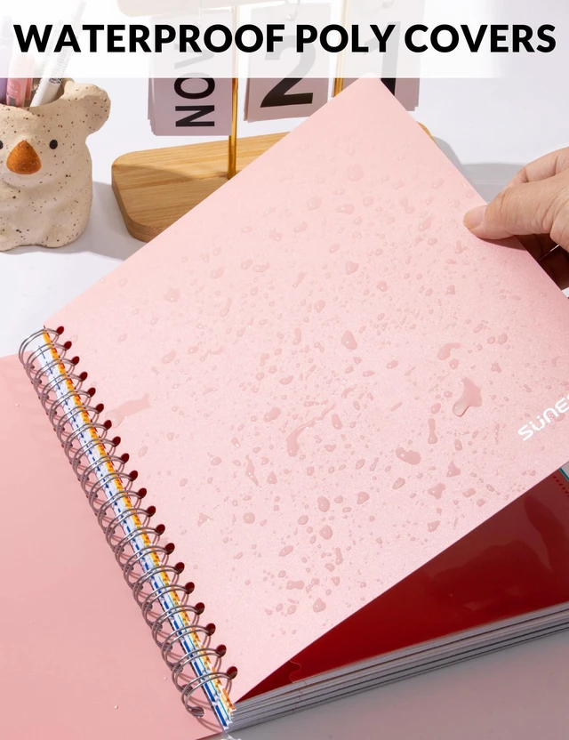 Alt view image 5 of 7 - Spiral Notebooks for Work with Removable Dividers & Tabs College Ruled 5 Subject, 300 Pages, 3 Hole Punched, Durable PP Cover, 8"x10.5" Notebooks for Office or School, Pink