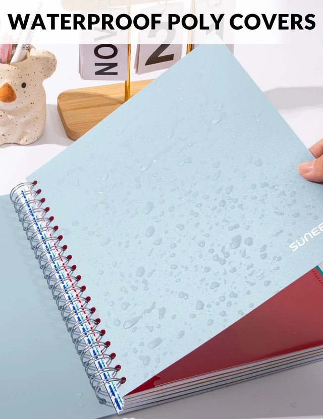 Alt view image 5 of 7 - Spiral Notebooks for Work with Removable Dividers & Tabs College Ruled 5 Subject, 300 Pages, 3 Hole Punched, Durable PP Cover, 8"x10.5" Notebooks for Office or School, Grey Blue