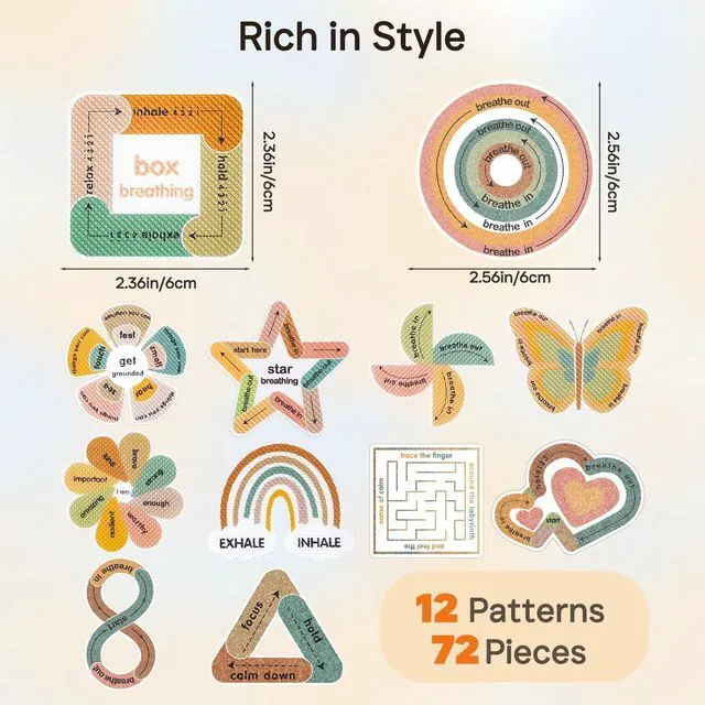 Alt view image 6 of 7 - 72 Pcs Sensory Stickers for Anxiety Relief, Mood Calming Strips For Teen & Adults, Ideal for Classroom Desk & Office Use, 2 Textures, Relieve Sensory Fidgets, Improve Focus, Silent
