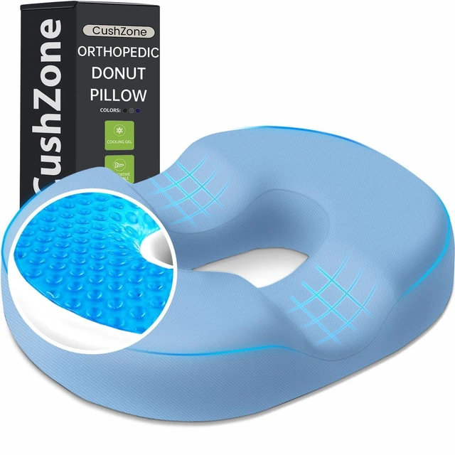 Main image of Donut Pillow Seat Cushion, Cooling Gel Memory Foam Chair Cushion,Light Blue Office, Home & Car Seat Cushion, Butt Pillow for Tailbone Pain Relief, Hemorrhoids and Everyday Sitting Comfort