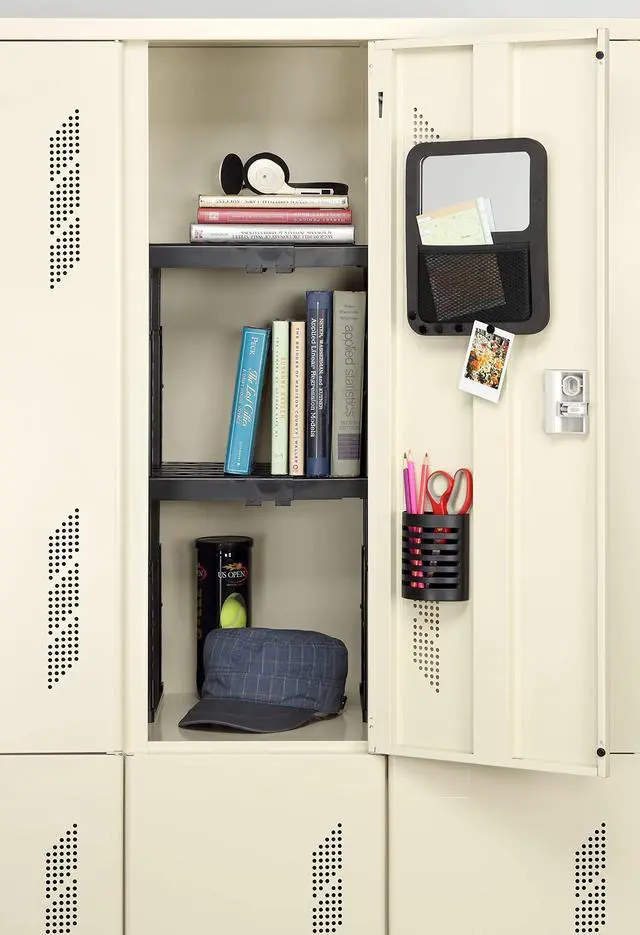 Alt view image 2 of 5 - for-School Height & Width Adjustable Locker Shelf - Strong ABS Plastic - Width Adjusts from 8"-12.5" & Height Adjusts from 10"-14" - Patented Design - BEWARE OF CHEAP IMITATIONS - 2 Pack (Black)