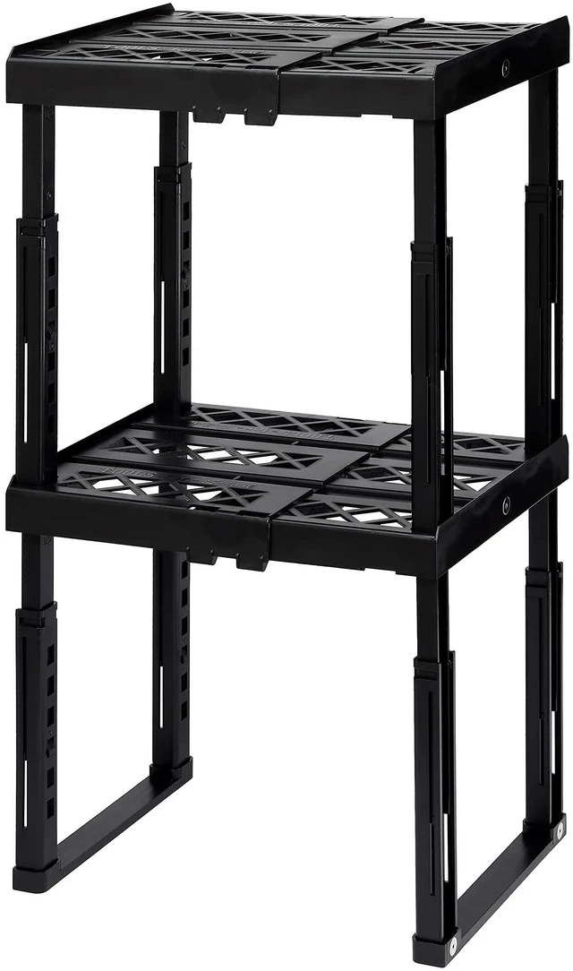 Alt view image 4 of 5 - for-School Height & Width Adjustable Locker Shelf - Strong ABS Plastic - Width Adjusts from 8"-12.5" & Height Adjusts from 10"-14" - Patented Design - BEWARE OF CHEAP IMITATIONS - 2 Pack (Black)